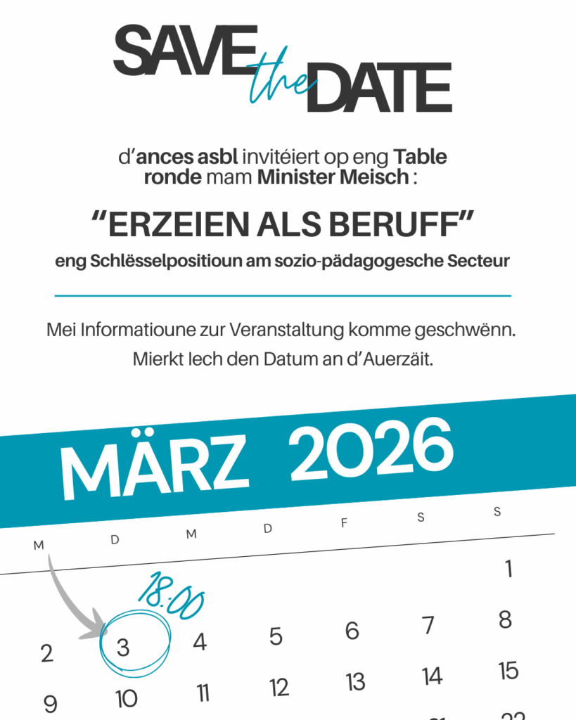 Save The Date 03.03.2026 table ronde mit Minister Meisch